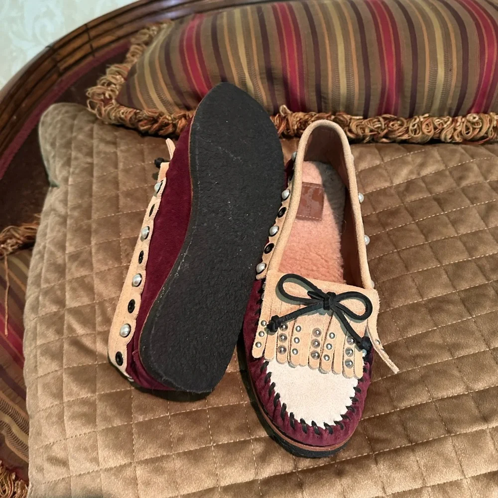 Coach Brown and Cream Moccasins with Classic Design - Picture 3 of 7